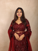 Maroon Heavy Sequins and Beads Embroidered Design Mermaid Net Lehenga With Dupatta