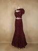 Maroon Heavy Sequins and Beads Embroidered Design Net Mermaid Lehenga