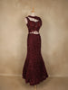Maroon Heavy Sequins and Beads Embroidered Design Net Mermaid Lehenga