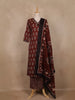Maroon Ikat Printed Cotton Salwar Suit with Dupatta