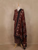 Maroon Ikat Printed Cotton Salwar Suit with Dupatta