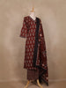 Maroon Ikat Printed Cotton Salwar Suit with Dupatta