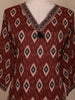 Maroon Ikat Printed Cotton Salwar Suit with Dupatta