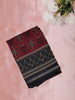 Maroon Ikat Printed Design Mixed Silk Cotton Saree with Contrast Border