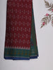 Maroon Ikat Printed Karishma Cotton Saree with Contrast Teal Blue Border