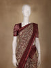 Maroon Kalamkari Printed Tussar Silk Saree - Diadem