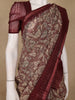 Maroon Kalamkari Printed Tussar Silk Saree - Diadem