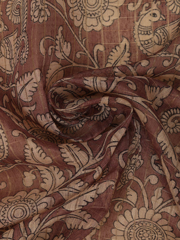 Maroon Kalamkari Printed Tussar Silk Saree - Diadem
