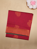 Maroon Leaf Butta Design Silk Cotton Saree with Zari Border