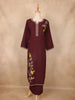 Maroon Leaf Embroidered Cotton Salwar Suit
