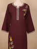 Maroon Leaf Embroidered Cotton Salwar Suit