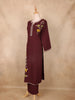Maroon Leaf Embroidered Cotton Salwar Suit