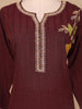 Maroon Leaf Embroidered Cotton Salwar Suit