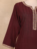 Maroon Leaf Embroidered Cotton Salwar Suit