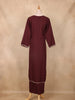 Maroon Leaf Embroidered Cotton Salwar Suit