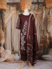 Maroon Leaf Embroidered Cotton Salwar Suit with Dupatta