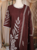 Maroon Leaf Embroidered Cotton Salwar Suit with Dupatta