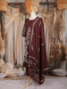 Maroon Leaf Embroidered Cotton Salwar Suit with Dupatta