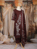 Maroon Leaf Embroidered Cotton Salwar Suit with Dupatta