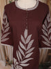 Maroon Leaf Embroidered Cotton Salwar Suit with Dupatta