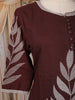 Maroon Leaf Embroidered Cotton Salwar Suit with Dupatta