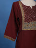 Maroon Mirror Embroidered Cotton Salwar Suit - Diadem