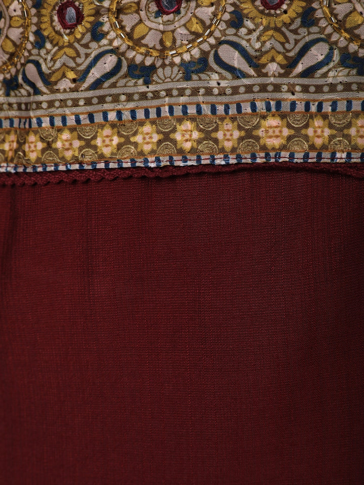 Maroon Mirror Embroidered Cotton Salwar Suit - Diadem