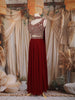 Maroon Mirror and Thread Embroidered Design Georgette Palazzo Suit with Dupatta