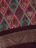 Maroon  Multicolor Diamond Ikat Design Linen Cotton Saree