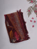 Maroon Multicolor Leaf Printed Chiffon Saree with Stone Embellished Border