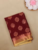 Maroon Paisley Butta Woven Mysore Silk Saree with Contrast Zari Border