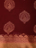 Maroon Paisley Butta Woven Mysore Silk Saree with Contrast Zari Border