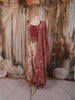 Maroon Paisley Printed and Mirror Embroidered Design Crepe Palazzo Suit with Matching  Dupatta