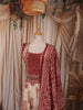 Maroon Paisley Printed and Mirror Embroidered Design Crepe Palazzo Suit with Matching  Dupatta