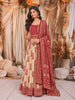 Maroon Paisley Printed and Mirror Embroidered Design Crepe Palazzo Suit with Matching  Dupatta