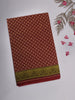 Maroon Paisley Printed karishma Cotton Saree with Olive Green Ornamental Border