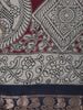 Maroon Peacock Printed Design Chanderi Cotton Saree with Contrast Zari Woven Border