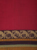 Maroon Plain Cotton Saree with Contrast Paisley Motif Border - Diadem