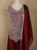 Maroon Sequin Design Georgette Palazzo Suit