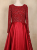 Maroon Sequins Embellished Satin Partywear Gown
