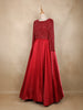 Maroon Sequins Embellished Satin Partywear Gown