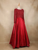Maroon Sequins Embellished Satin Partywear Gown