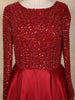 Maroon Sequins Embellished Satin Partywear Gown