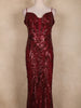 Maroon Sequins Embroidered Mermaid Net Gown