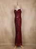 Maroon Sequins Embroidered Mermaid Net Gown