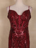 Maroon Sequins Embroidered Mermaid Net Gown