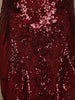 Maroon Sequins Embroidered Mermaid Net Gown