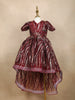 Maroon Sequins Embroidered Net Kids Gown
