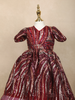 Maroon Sequins Embroidered Net Kids Gown