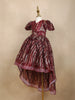 Maroon Sequins Embroidered Net Kids Gown